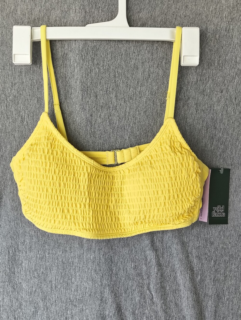 Wild Fable Women’s Smocked Bralette Bikini Top – Yellow (Size L)